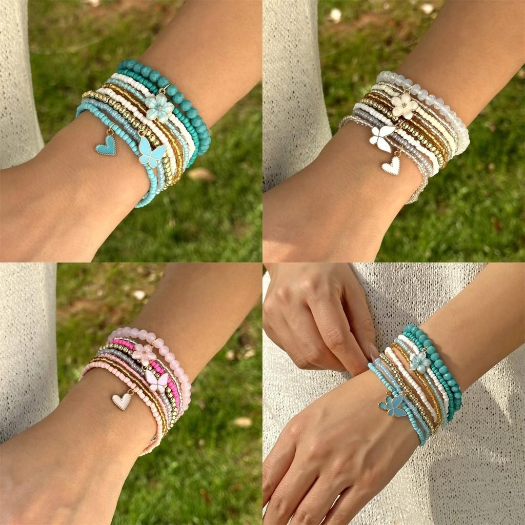 Boho Butterfly Charm Jewelry Set With Glass Beads For Womens Casual Style