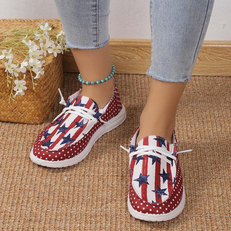 Plus-size Single Shoes Women's 2023 Spring New Star Stripe Low-top Pedaling Women's Shoes