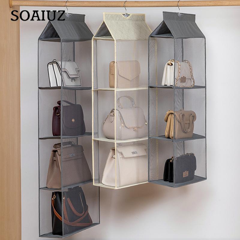 1Pcs Hanging Purse Closet Rack Bag Handbag Hanging Organizer Handbag Tote Bag 2/3/4 Pockets
