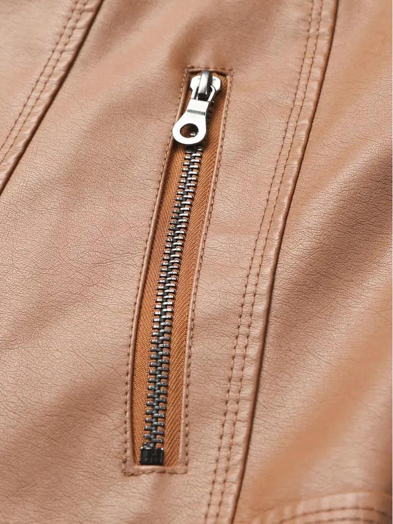 European & American Women's Leather Motorcycle Jacket - Fashion Zipper Short Vintage Coat