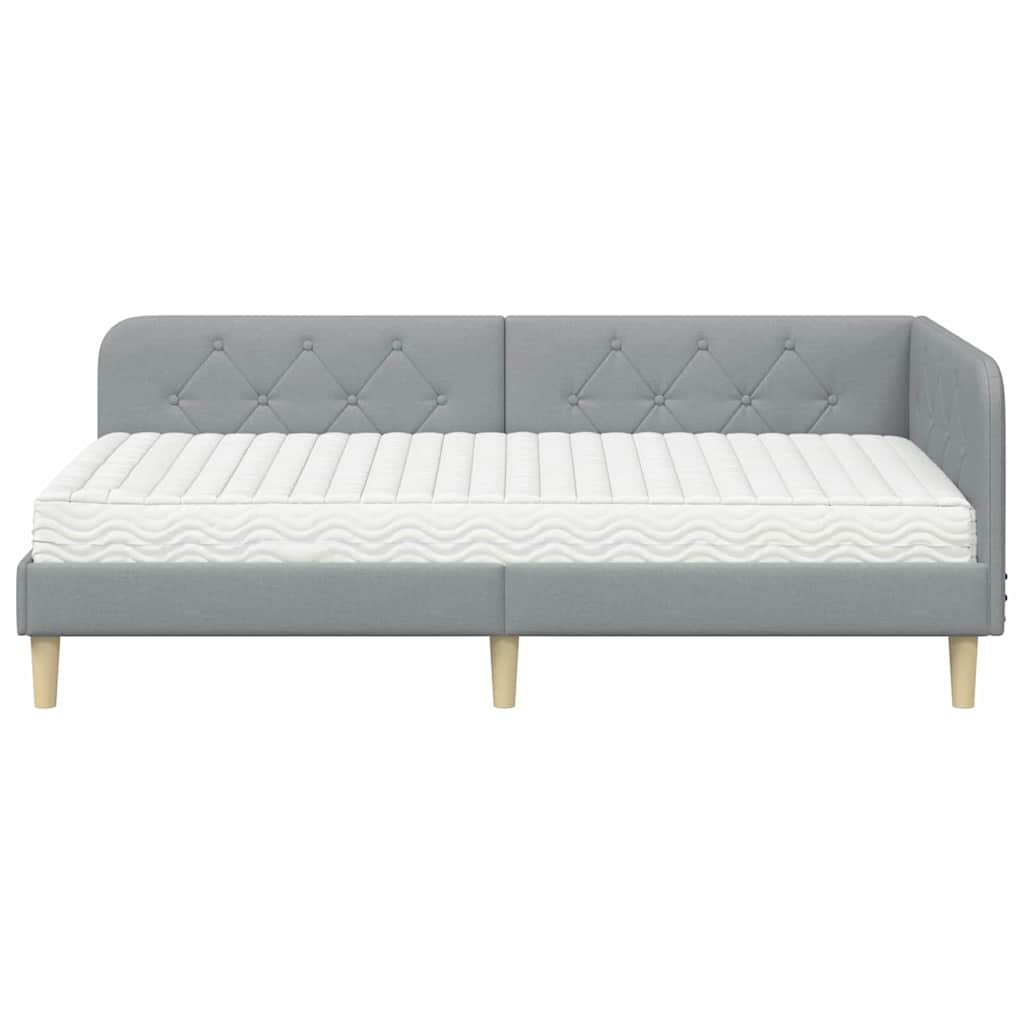 Corner Bed Frame Light Grey 90 X 190 Cm Fabric