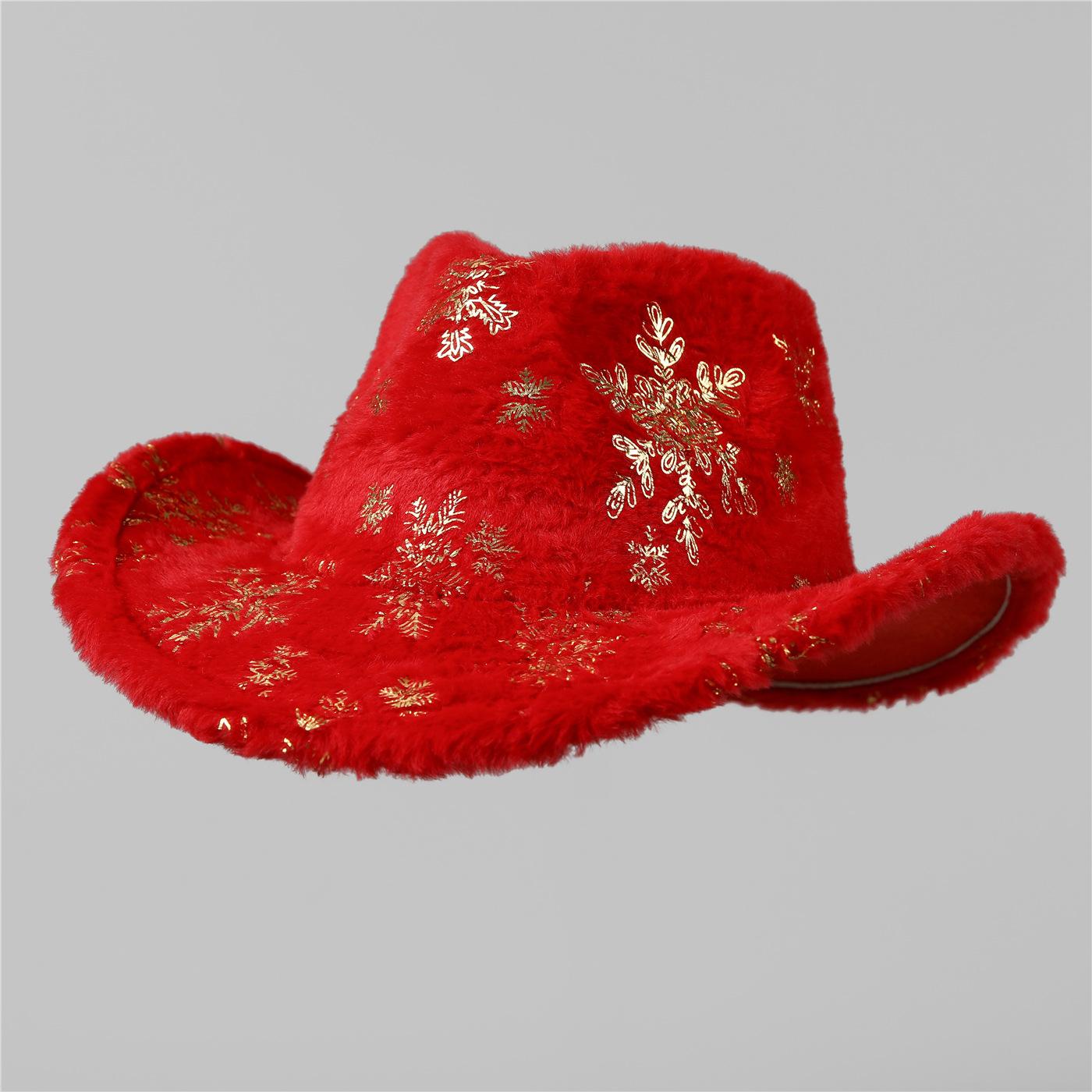 Рождественская праздничная вечеринка, ковбойская шляпа, джазовая шляпа, плюшевая снежинка, рождественская шляпа. M（56-58cm）