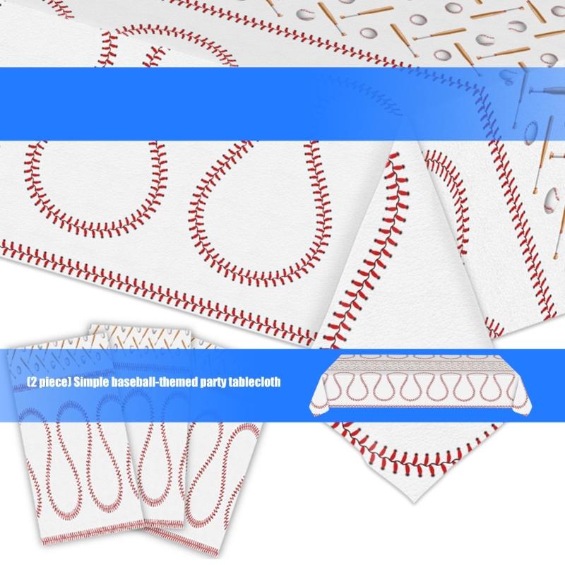 2er-Pack Sport-Dekor-Tischdecken mit Baseball-Akzent, hell für Geburtstagsfeiern und Veranstaltungen für Erwachsene HX6C