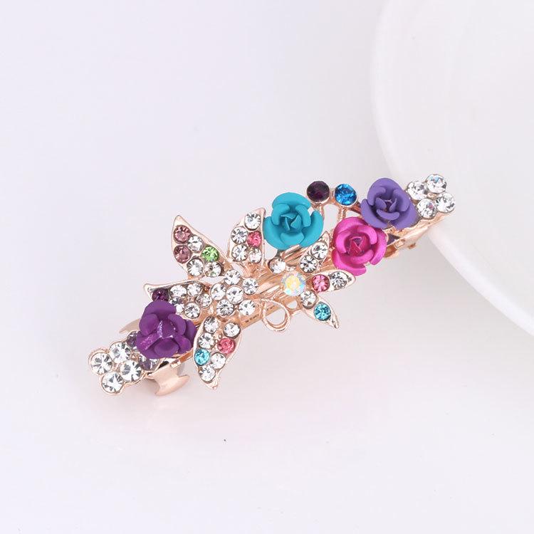 Korean Rhinestone Bow Hair Clip: Pearl Flower Crystal Hairpin for Women