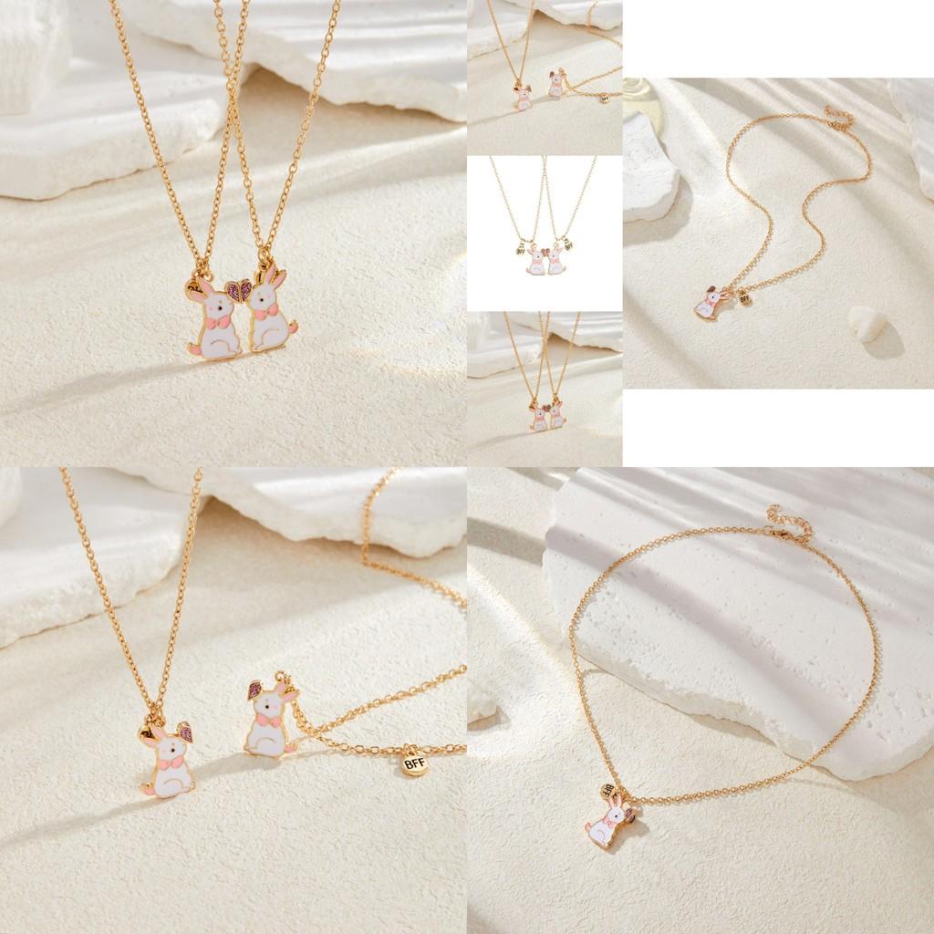 Adorable Bunny Friendship Necklace Set For Kids Crafted From Alloy Perfect For Easter Gifts