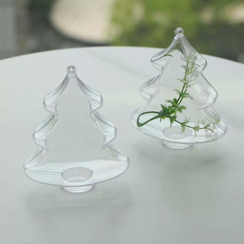 WTEMPO 10PCS Transparent Plastic Christmas Tree Shaped Decorative Boxes Christmas Decorations DIY Christmas Gifts Home Ornaments and Pendants