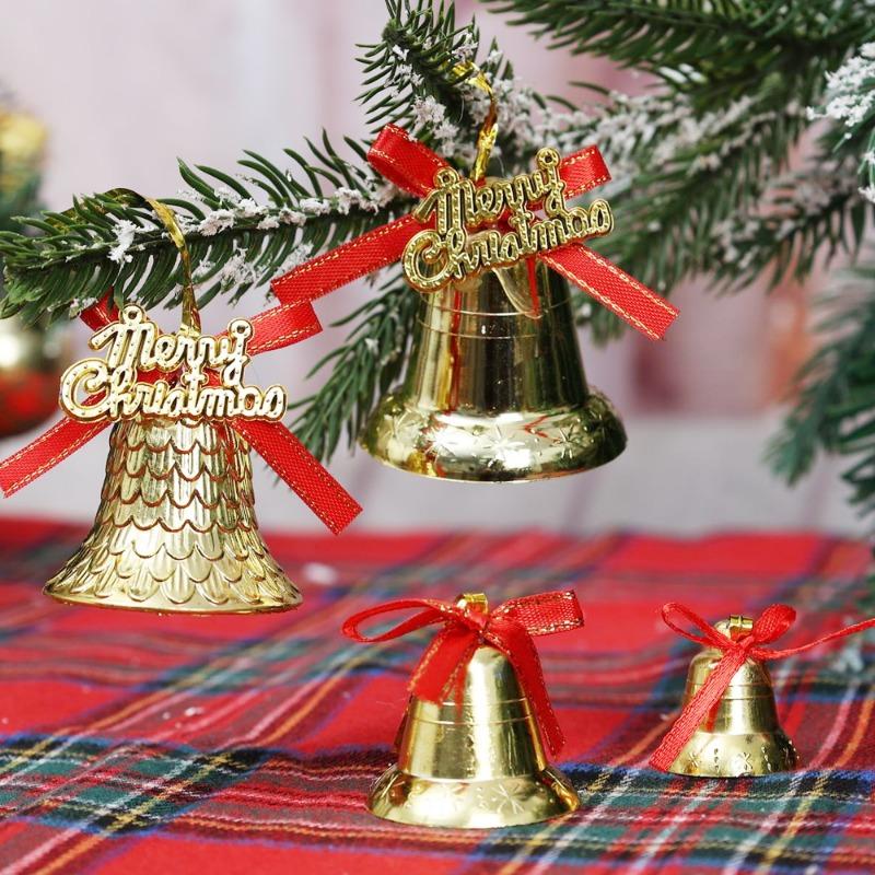 Christmas Small Bell Ornament Xmas Tree Garland Hanging Ornament Bow Bells Home Xmas New Year Gift Party Decor Supplies 2.5-5cm