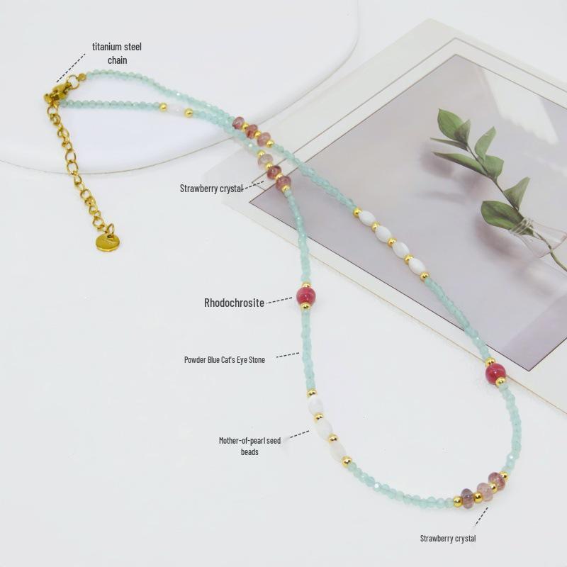 

Handmade Strawberry Crystal & Seashell Necklace - Perfect for Spring/Summer & Best Friends