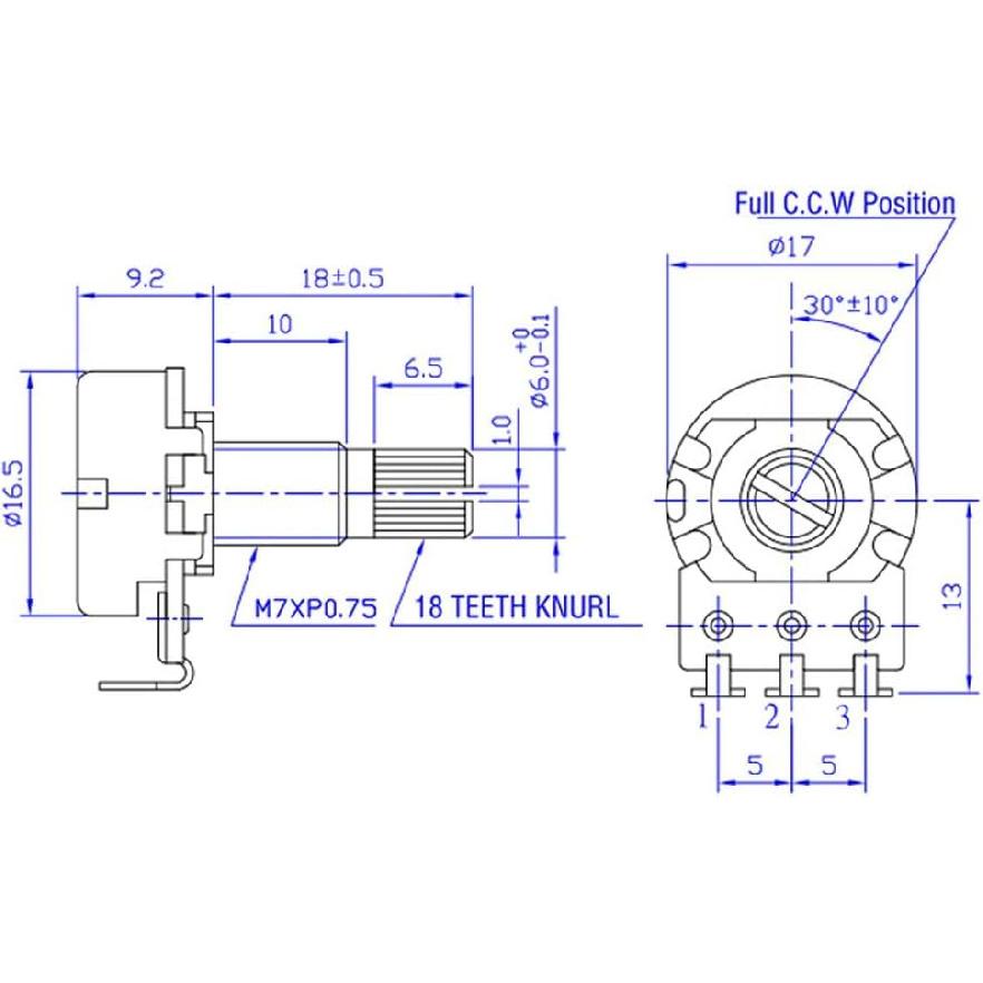 Long Split 18mm Shaft 25K Guitar Potentiometer Pot, 8-pack A25K & B25K Set