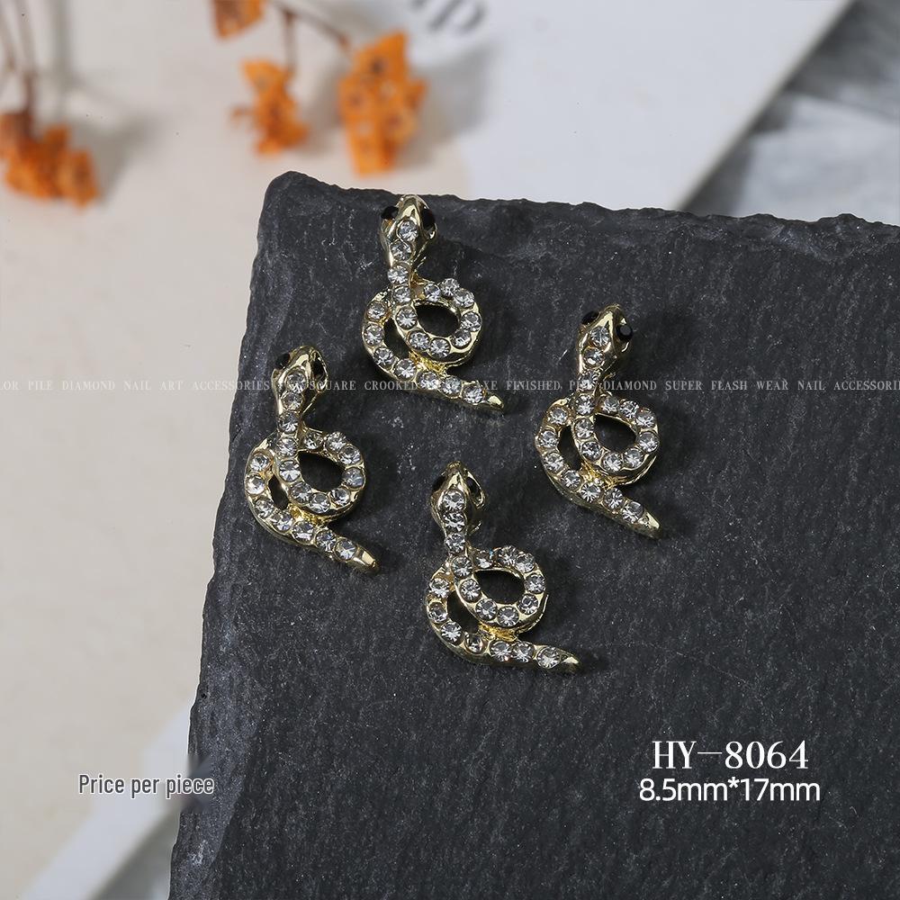 Shiny Rhinestone Snake-Shaped 3D Nail Art Accessories