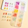 12Grids/Box Mixed Resin Bowknot Nail Charms 3D Colorful Bow Kawaii Rhinestone Nail Art Decorations DIY Manicure Parts Pen Tweeze