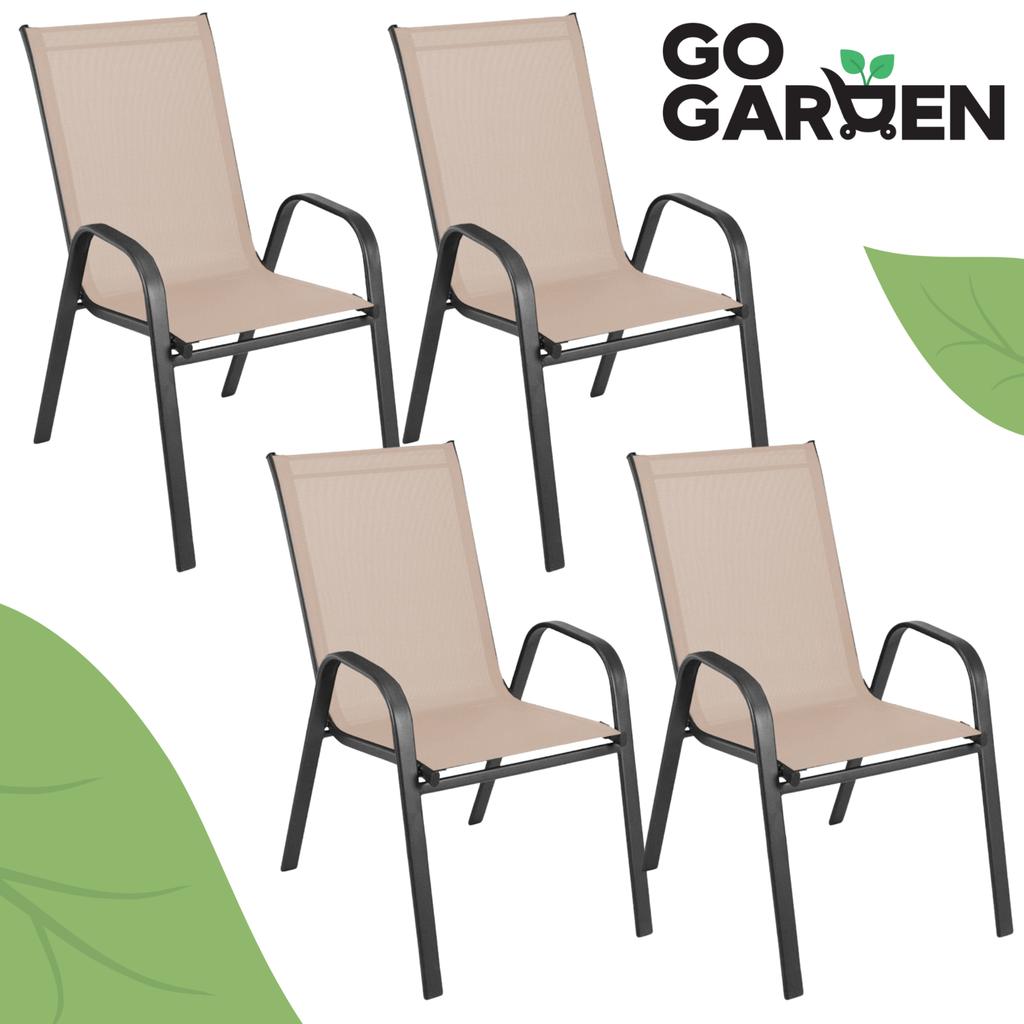 Taupe metal garden chair, 4 pieces