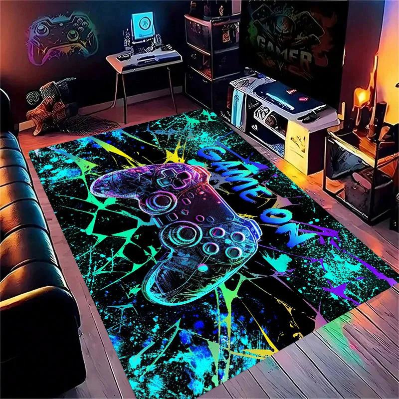 Gaming for Boys Room Gamer Casual Carpet with Controller Design Rug for Game Room Bedroom Decor Machine Washab Mat