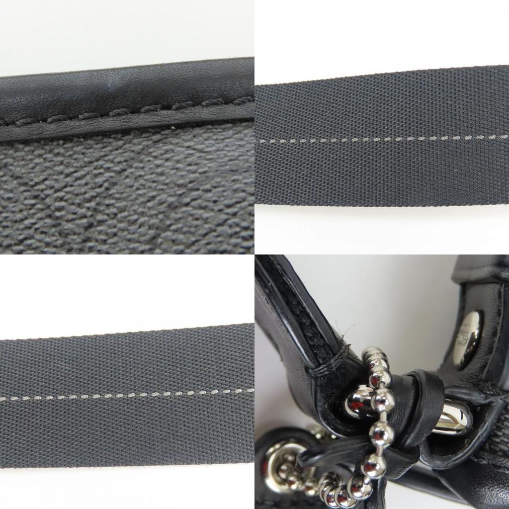 Used COACH Shoulder Bag Op art 70267 PVC gray black