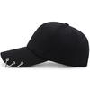 Baseball Cap Women Men Unisex Trendy Metal Rings Black Hip Hop Fashion Caps Sun Protect Hat Spring Autumn Sunshade Korean Casual