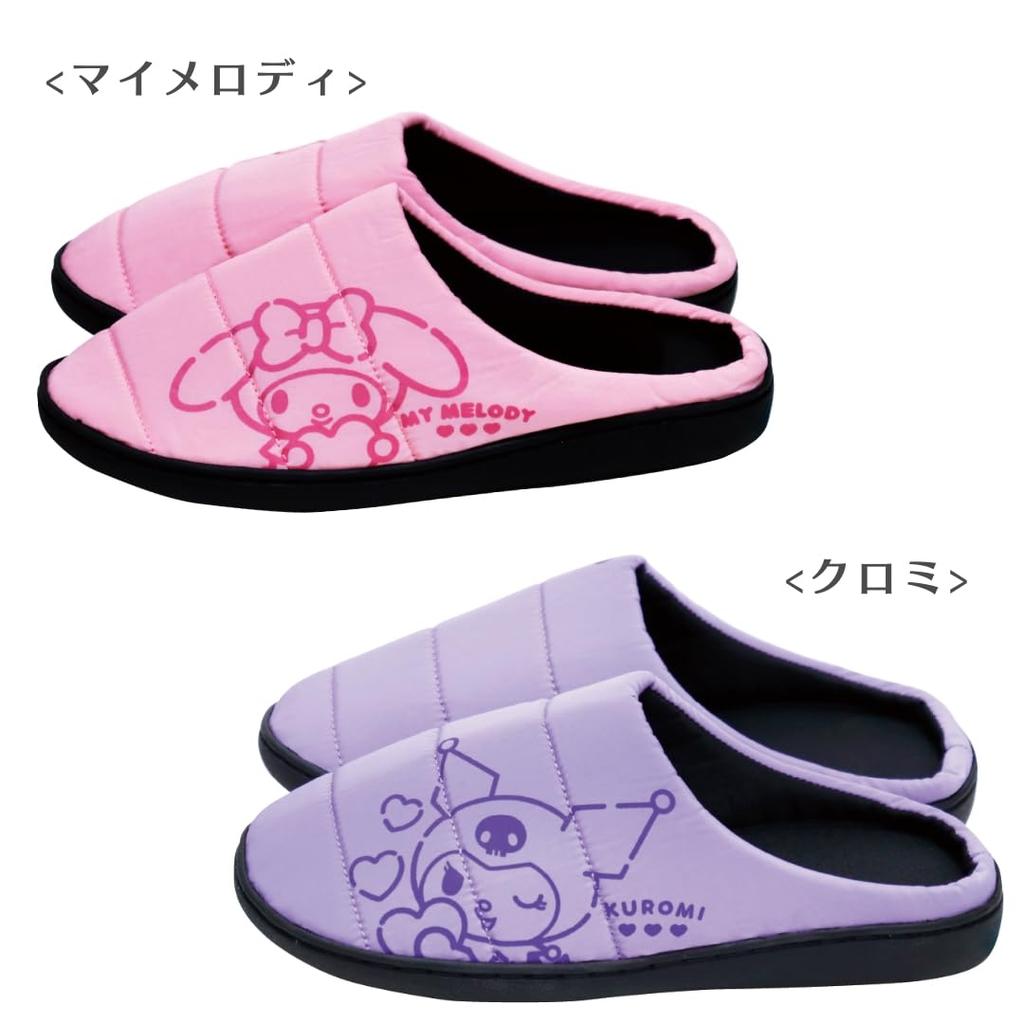 Sanrio character My Melody room size L for indoor and down-style shoes/slippers, (23.5-25cm), warm, quiet, use, autumn/winter, women's, girls', kids'