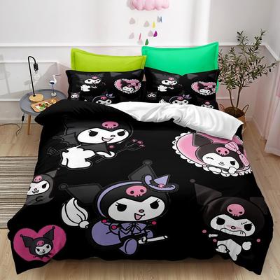 Cute Cartoon Character Three-Piece Quilt Cover Digital Printing Bedding Set Bed Cover