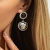 Vintage Trend Dangle Earrings Round Pendant Rhinestone Earrings Fashion Vintage Earrings  for Women