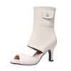 Fashion Ankle Strap PU Leather Stiletto Heel Women Sandal 2025 Summer High Heels Wedding Party Sexy Shoes Fashion Zip Solid Pumps Black