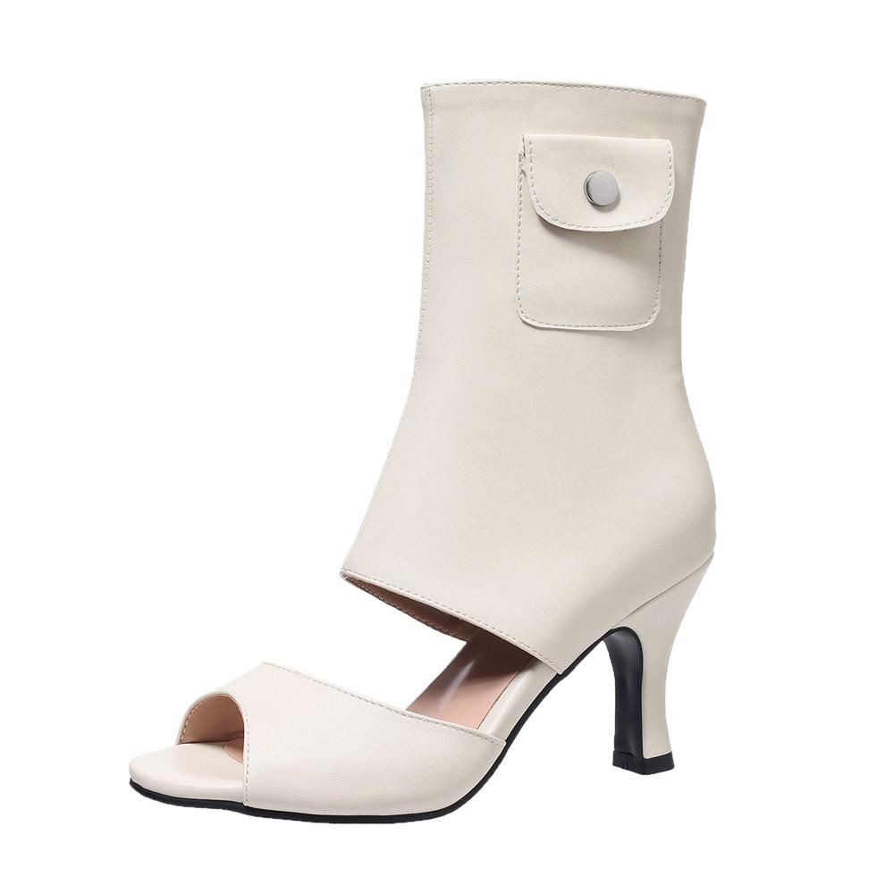 Fashion Ankle Strap PU Leather Stiletto Heel Women Sandal 2025 Summer High Heels Wedding Party Sexy Shoes Fashion Zip Solid Pumps Black