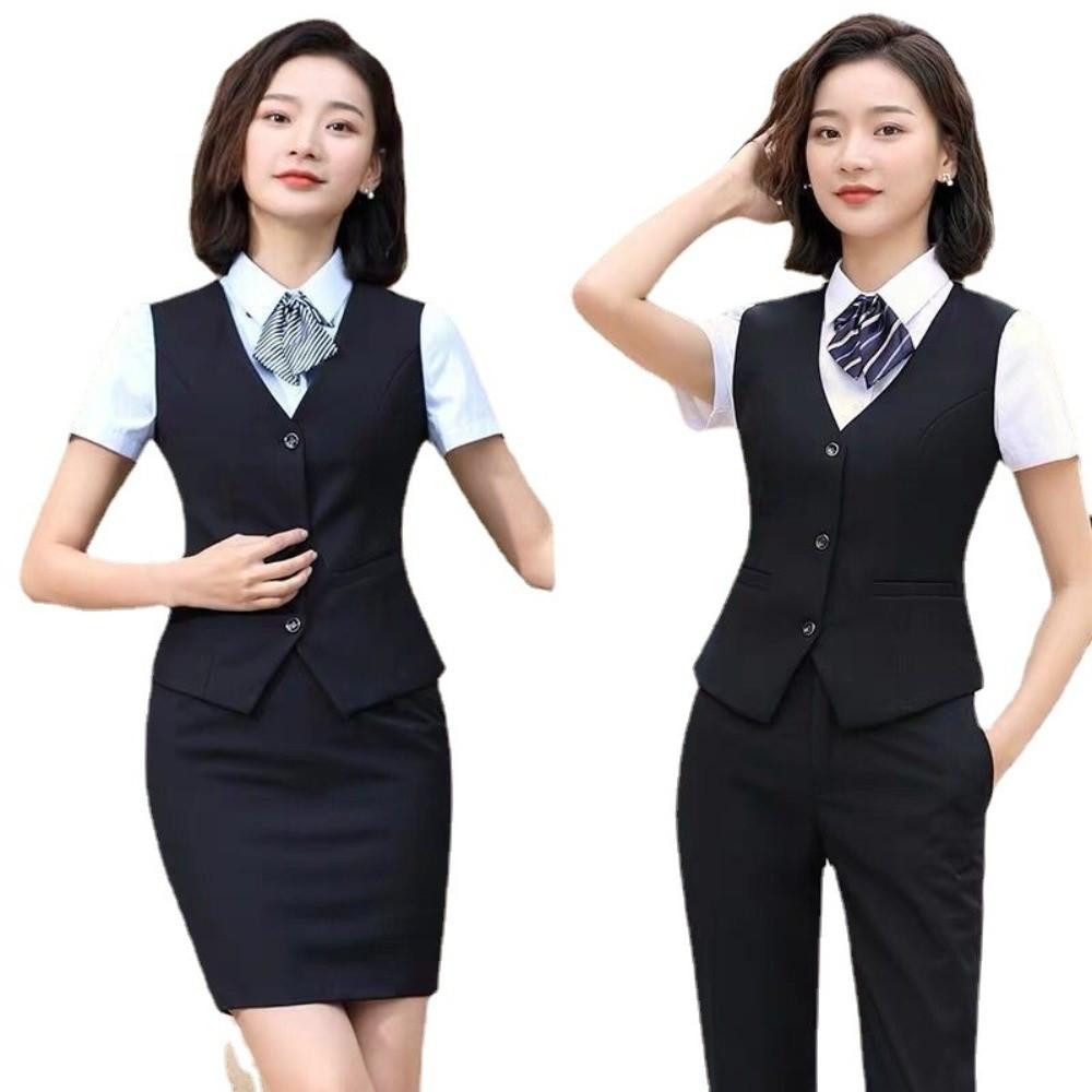 OL Fashion Business Vest V Neck Formal Office Ladies Vest Elegant Work Wear Uniforms  Daily