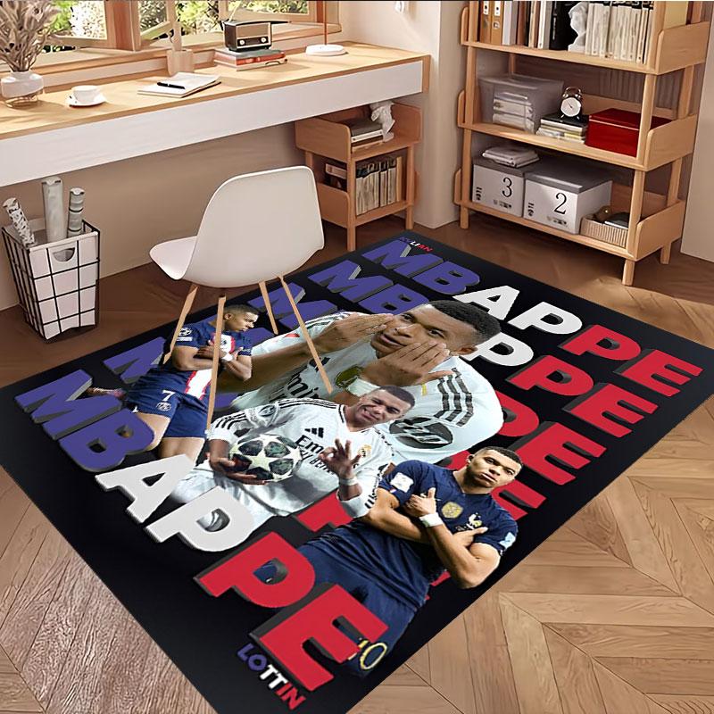Kylian Mbappe Print Rug, Washable Floor Carpet, For Entryway Dorm Laundry Room Office Study, Home Decor Birthday Christmas Gift