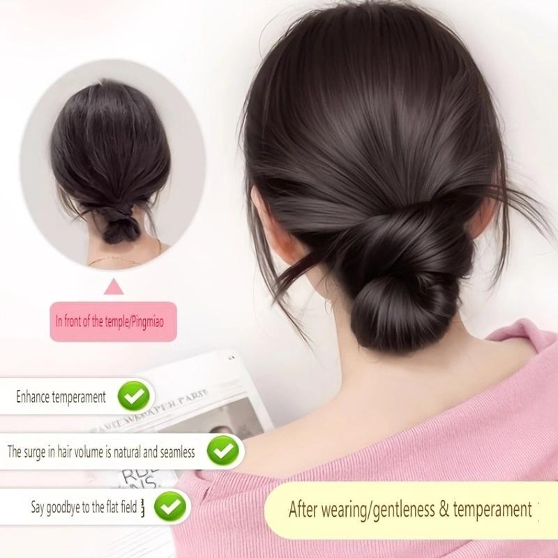 Elegant Women'S Elegance Hair Clip Bun with Feather Accent - Heat-Resistant Synthetic Wig, Perfect for Daily Wear & Parties, Stylish Low Bun