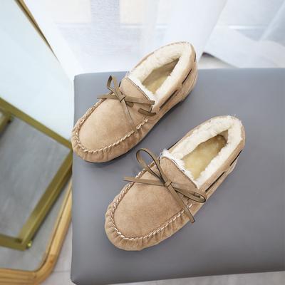 Zapatos de Algodón con Lazo para Mujer de Talla Grande Otoño Invierno Zapatos Cómodos de Suela Blanda con Forro Polar Mocasines Gruesos para Mujeres Embarazadas
