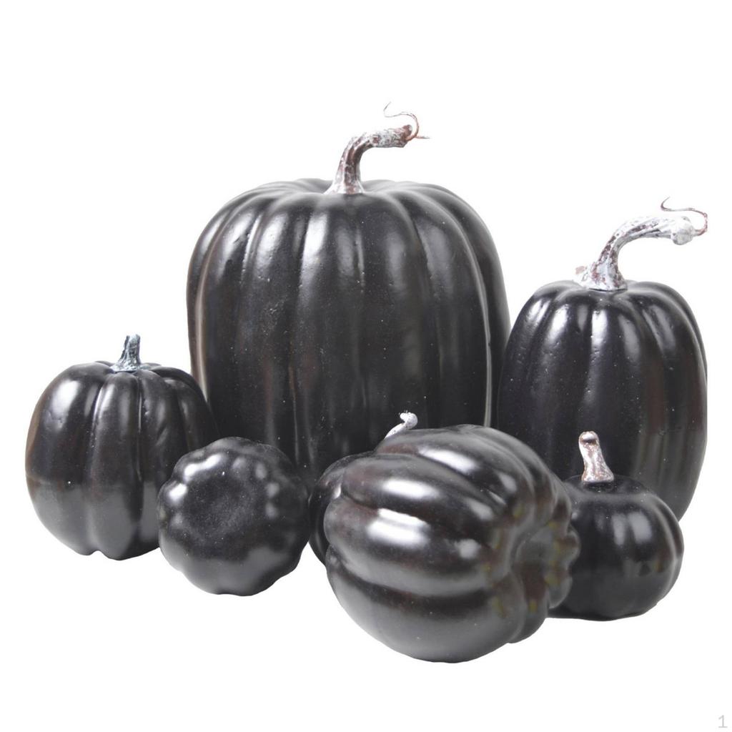 7 Pieces Pumpkin Decorations Glossy Fake Pumpkins Halloween for Mantel