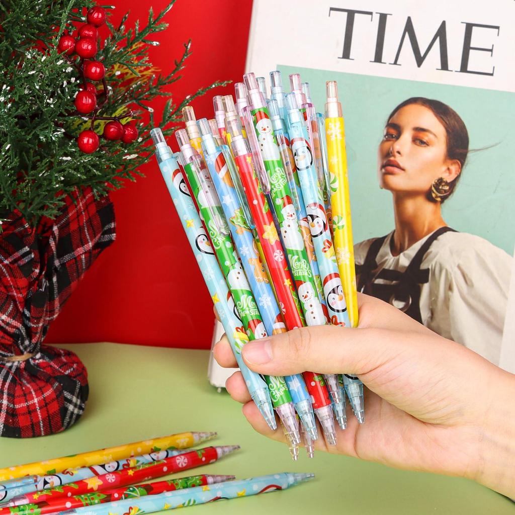 FINGOOO Christmas Mechanical Pencil Prize 24 Pieces/6 Types 0.7mm Stationery Stylish Cute Student Gift Present (Christmas)