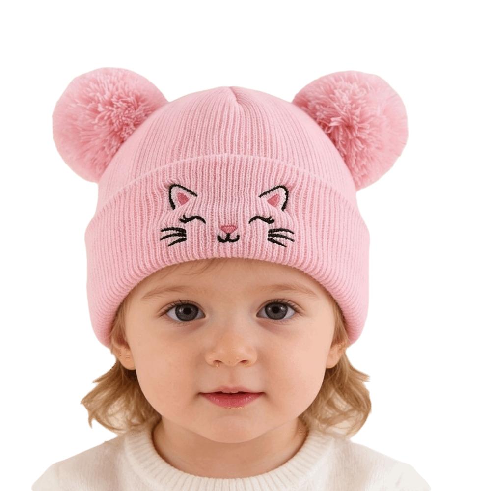 Hip Hop Baby Winter Hats Double Pom-Pom Warm Bonnet Fashion Kids Knitted Caps Outdoor
