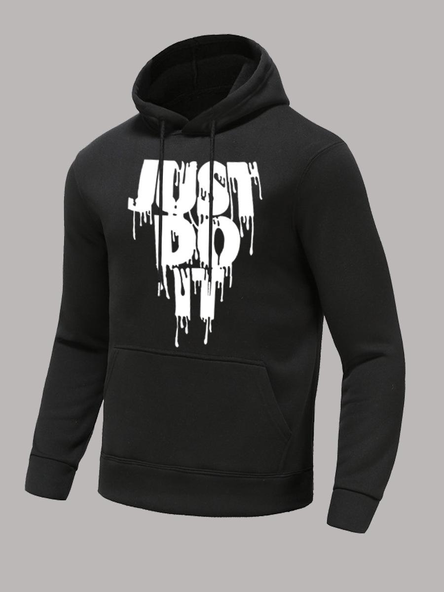 Hooded sweater autumn and winter outer JUST letter print hooded casual sweater XXL чёрный