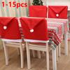 15-1PC Christmas Decorations Xmas Santa Claus Red Hat Chair Back Cover Non-woven Christmas Chair Cover Holiday Party Supplies