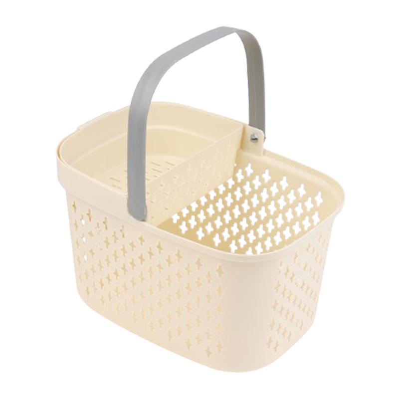 

Handheld Shower Basket Bathroom Toiletries Storage Basket,Dormitory Rectangular Plastic Bath Basket For Showering бежевий