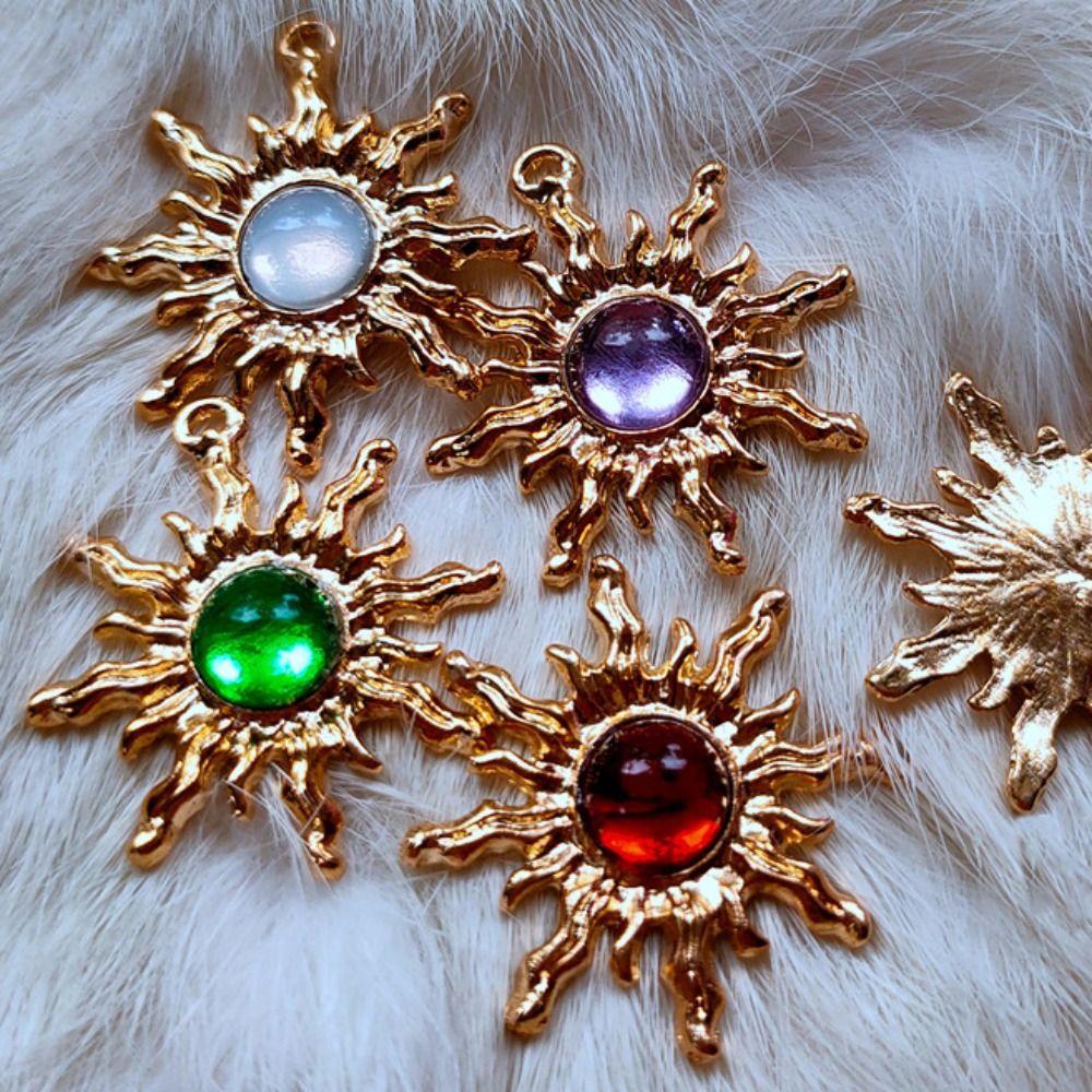 10pcs Baroque Style Gemstone Sun Charms Charming Gemstone  Pendant  Jewelry Making