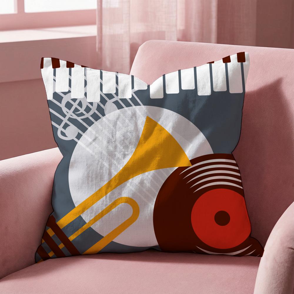 Retro Speaker Piano Rock Cushion Cover Multi-Scene Pillow Cover for Home & Car - Reversible, Soft & Durable for Daily Use