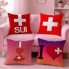 Schweiz Sui Flagge Kissenbezug Umweltfreundlich Geruchlos Gesund Kissenbezug Weich & Bequem Kindersicher Ohne Füllung