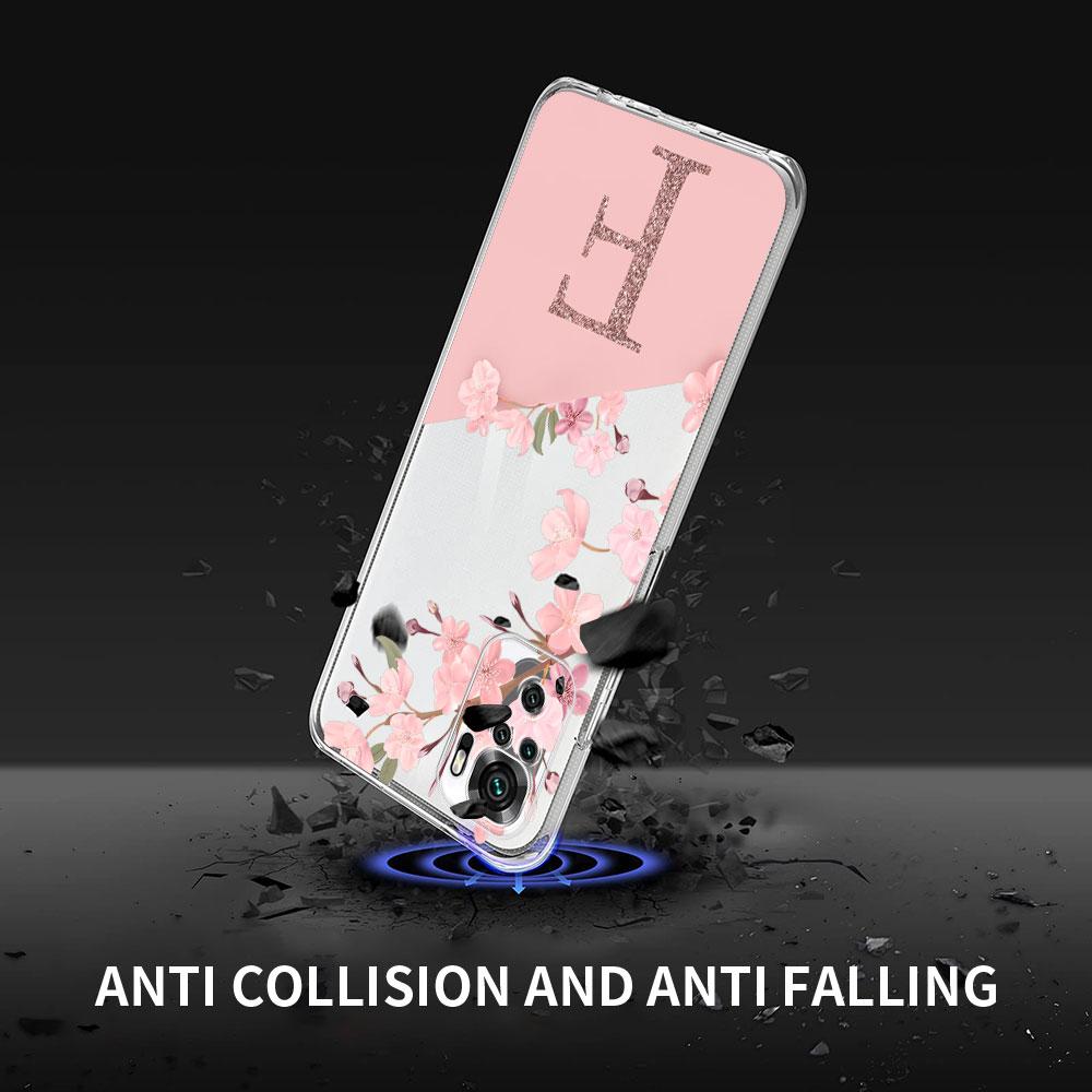 Cherry Flower Letter A B Case For Xiaomi Redmi Note 11 10 9 8 Pro 10S 9S 9A 9C 9T 10C K40 7 8T Clear Soft Silicone Phone Cover