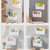Wall-Mounted Storage Box for Kitchen and Bathroom, No-Drill Cling Film and Shampoo Holder.