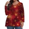 Women's Fashionable Casual Long Sleeved Plus Size  Print Top Plus Size Floral Print Top