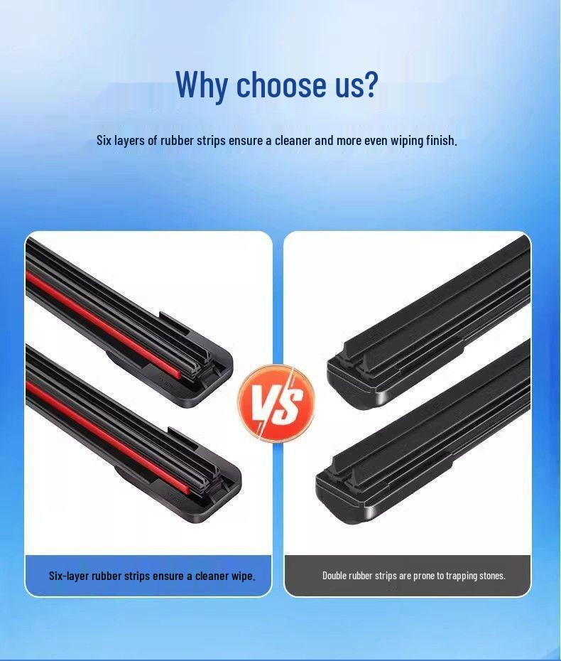 Six-layer Frameless Rubber Strip Windshield Wipers - Original Car Wipers, Ideal for Cross-Border Shipping.