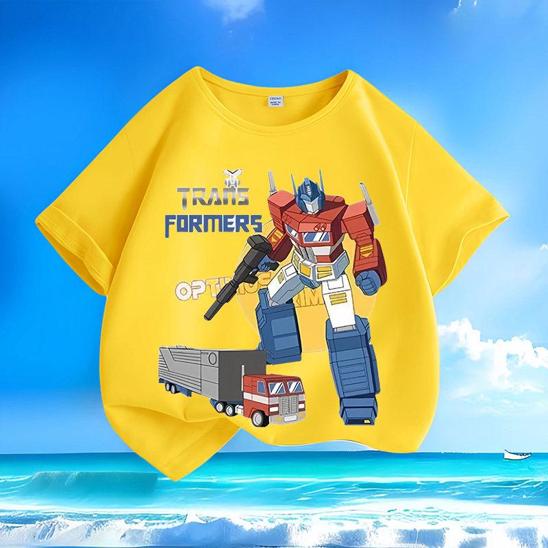 New Fashion Transformers Optimus Prime Children's T-Shirt Candy Color Print Parent-Child Outfit