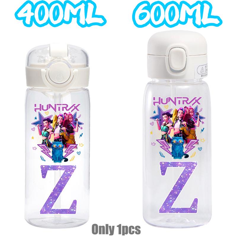 

KPOP Letter A-Z 400ML/600ML Gourd Transparent Straw Cup School Drink Water botte Gifts 600ML