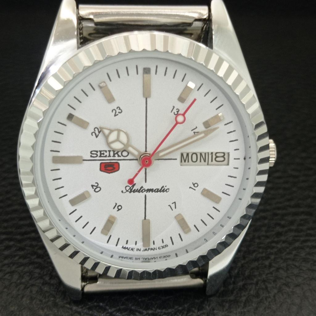 AUTOMATIC VINTAGE REFURBISHED SEIKO 5 6309A JAPAN MENS WHITE WATCH A442852-1