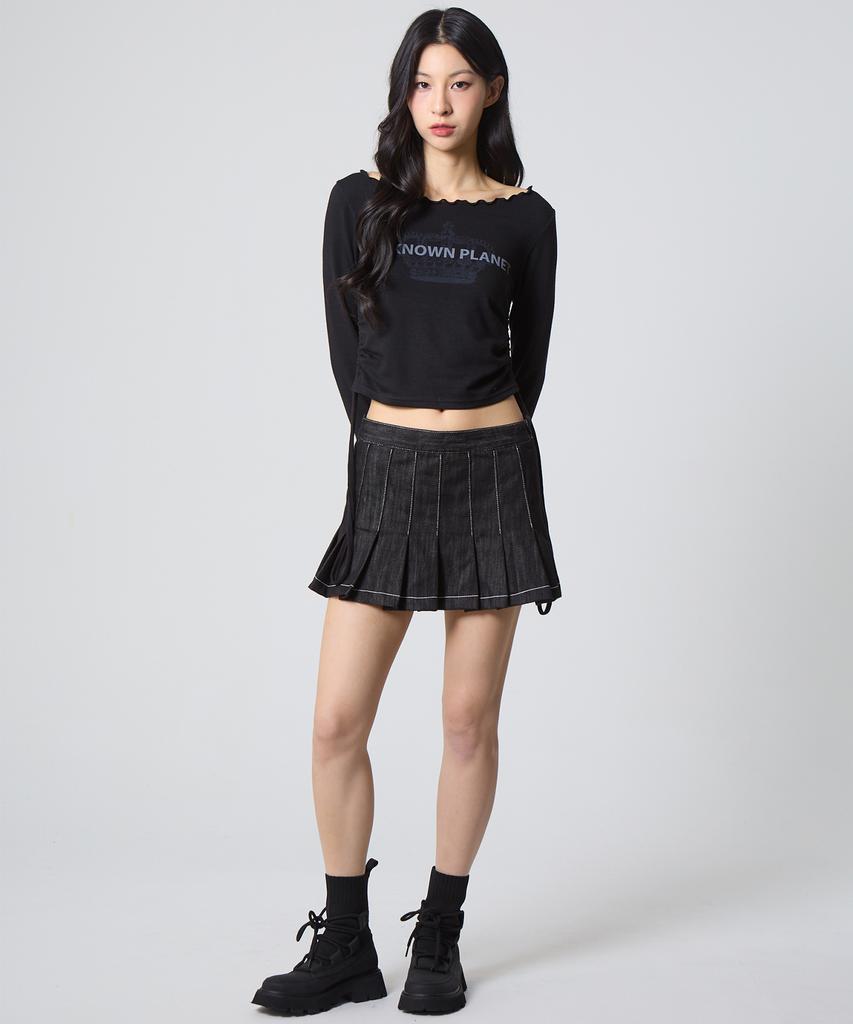 Unknown Planet Pleated Mini Skirt Indigo