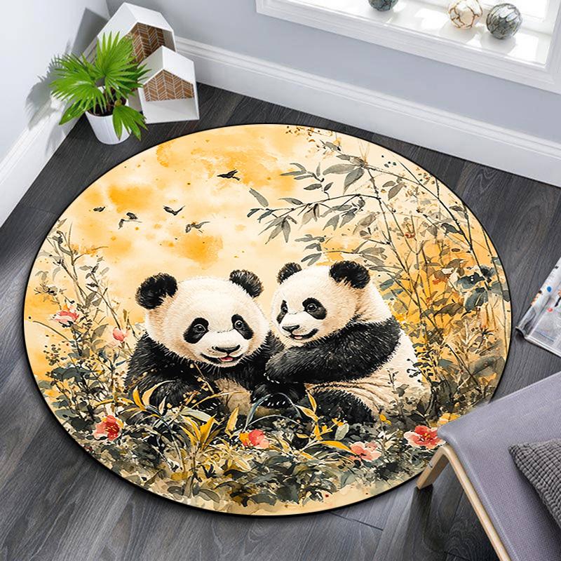 

Panda Round Area Rug,Carpet Rug for Living Room Bedroom Sofa Playroom Decor,Non-slip Floor Mat 80cmx80cm
