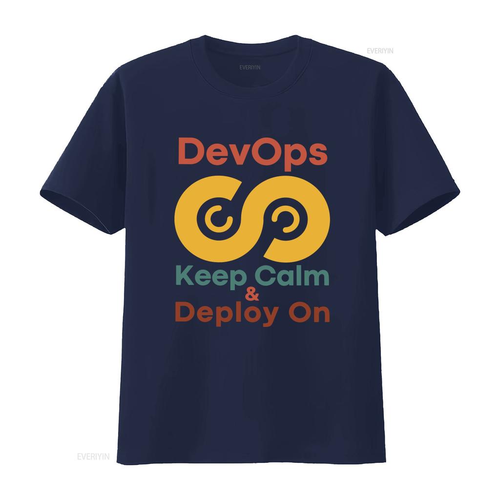 DevOps Keep Calm Deploy On Softstyle T Shirt for Developers and Programmers Agile Design Vintage Washed Designer Clothes