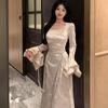 French Retro Flared Slimming Long Dress 2025 - Elegant New Design