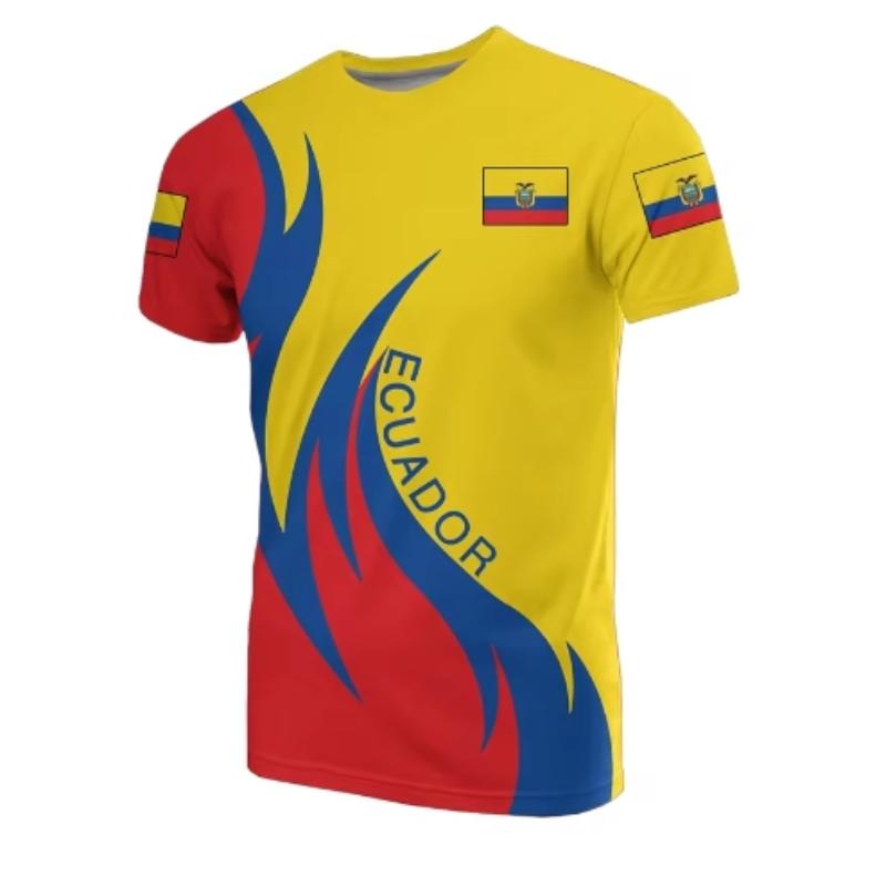 Ecuador Flag 3D Printed T-Shirt Men's Sportswear T-Shirt Round Neck Short Sleeve Summer Casual Street Loose T-Shirt