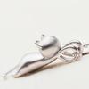 Women Faux Silver Lovely Jumping Cat Pendant Necklace Collar Jewelry